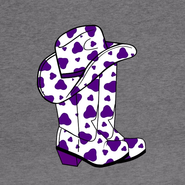 PURPLE Cow Spots Cowboy Hat And Boots by SartorisArt1